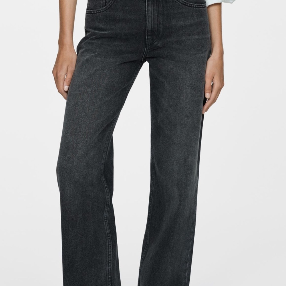 Mango Black Flare Wide Leg Jeans